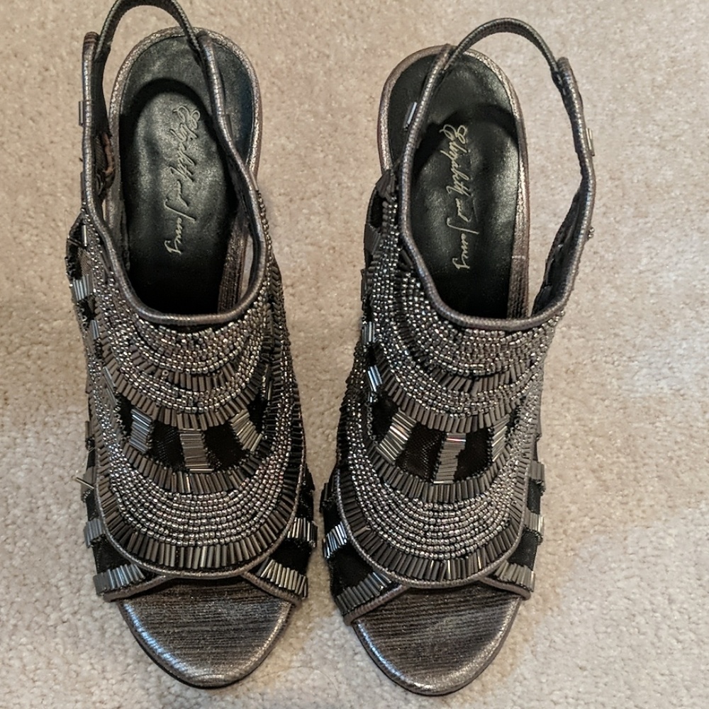 Elizabeth and James pewter leather Julie open toe